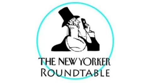 New Yorker logo man in top hat and magnifying glass