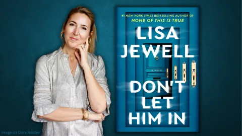 Author, a woman with blond hair, pictured next to her book.