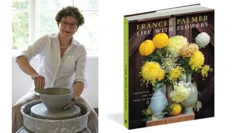 Photo of author Frances Palmer beside her new book