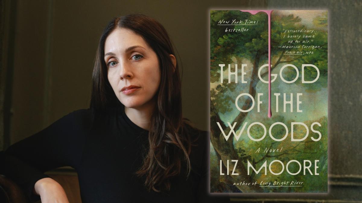 Author photo of a woman with long dark hair and a long sweater next to a picture of her book.